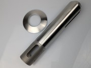Round core drilled spigot in satin stainless steel